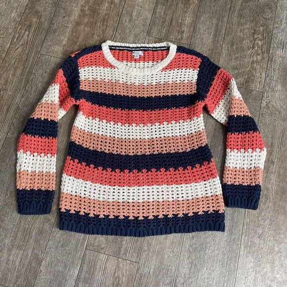 L.L. Bean Signature Bailey Island Cotton Fisherman Sweater Cream Crochet Lady XS - Picture 1 of 8